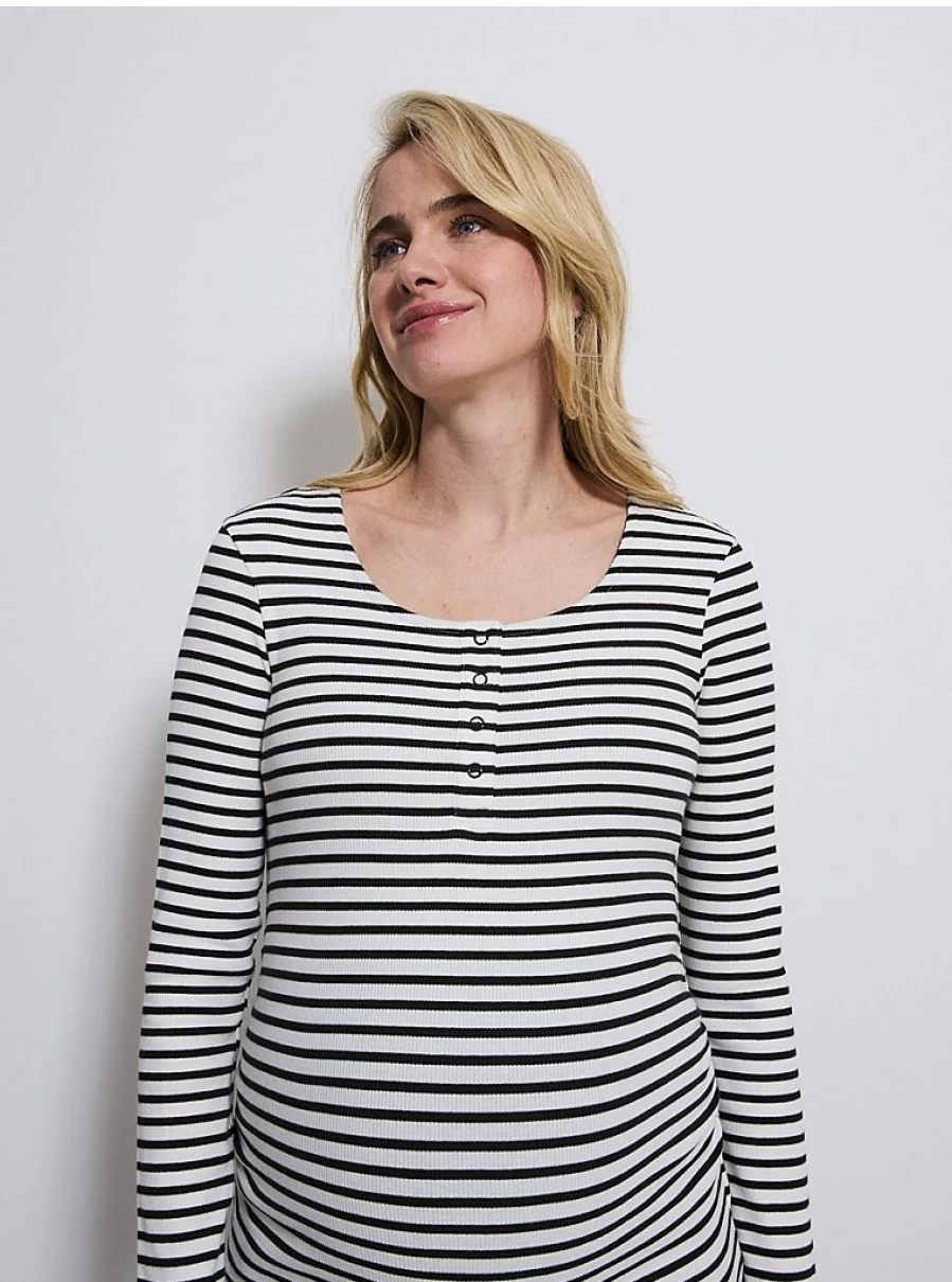 Baby White Ribbed Striped Long Sleeve Top | George at Asda