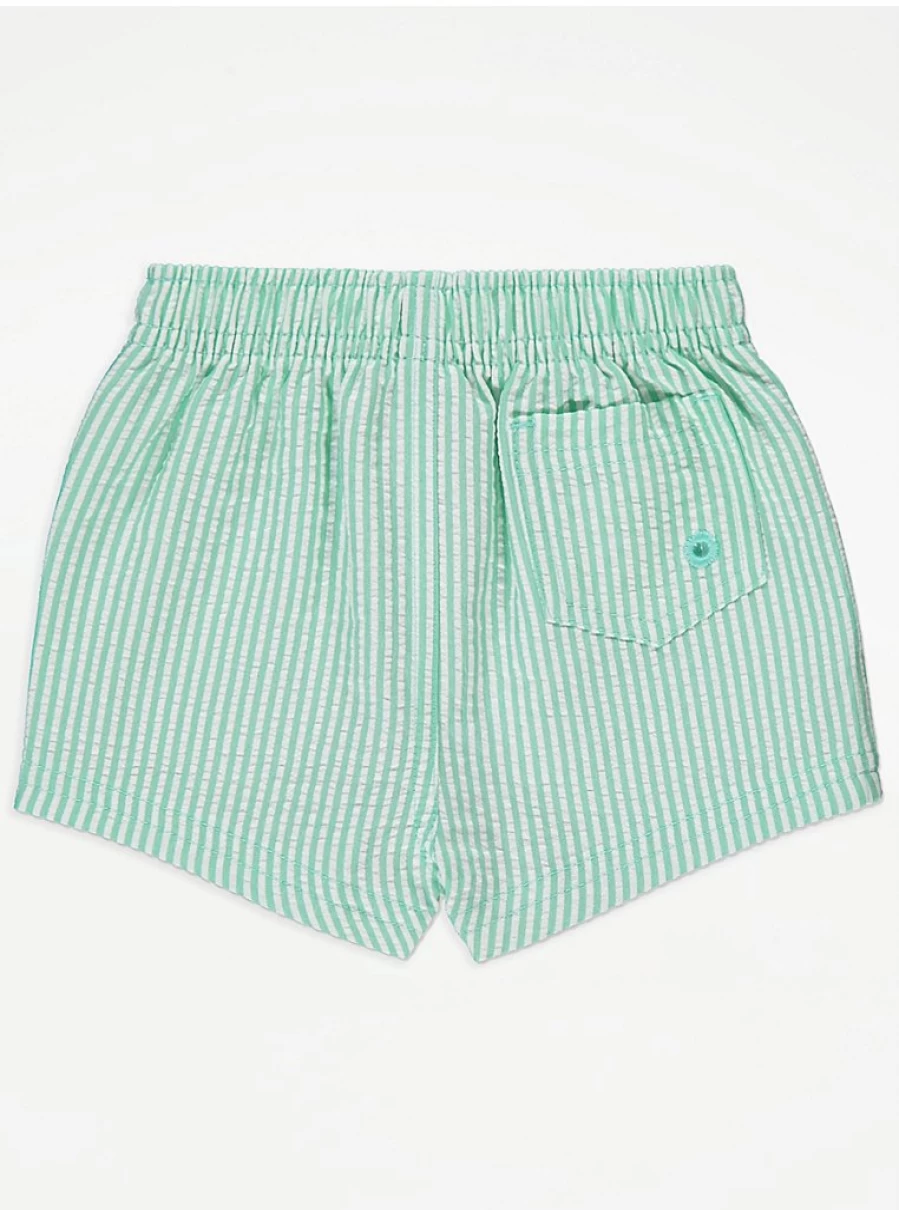 George at Asda Baby Boys' Green Striped Swim Shorts | Comfortable & Quick-Drying