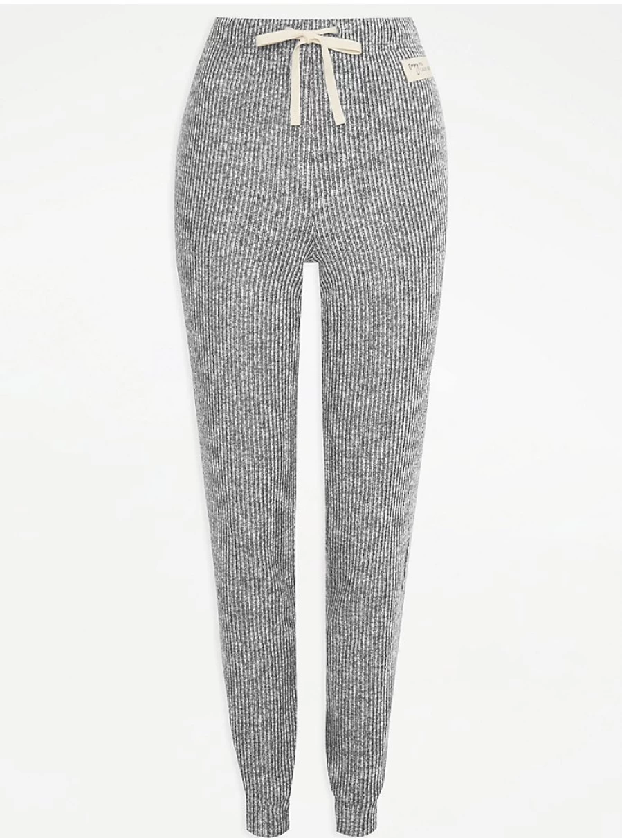 "George at Asda Grey Brushed Knit Ribbed Pyjama Bottoms | Women's Sleepwear & Lingerie"