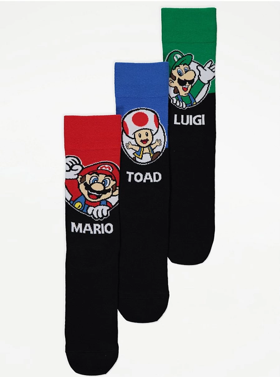 George at Asda Men's Super Mario Ankle Socks 3 Pack - Official Nintendo Licensed Character Socks