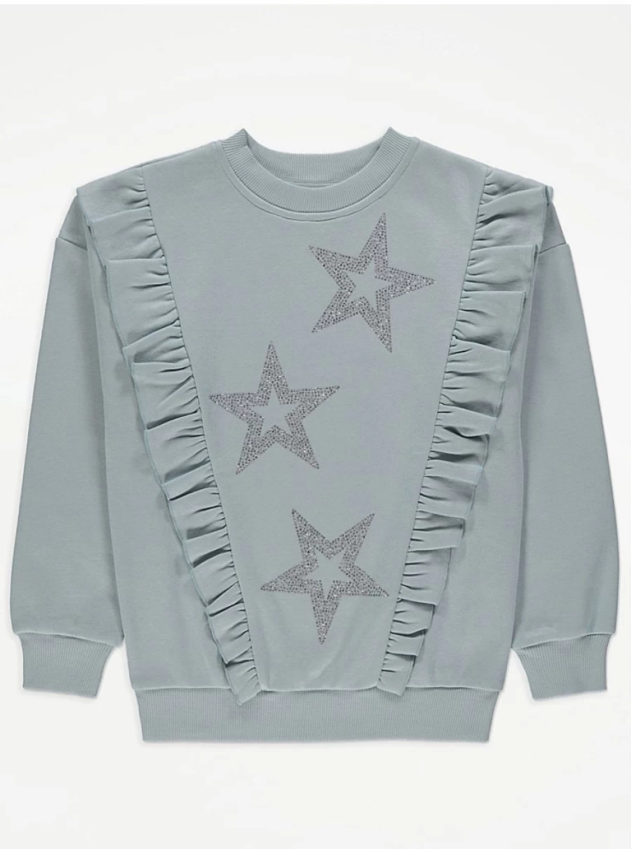 "George at Asda Kids Light Blue Frilly Star Sweatshirt – Comfortable & Stylish Review"