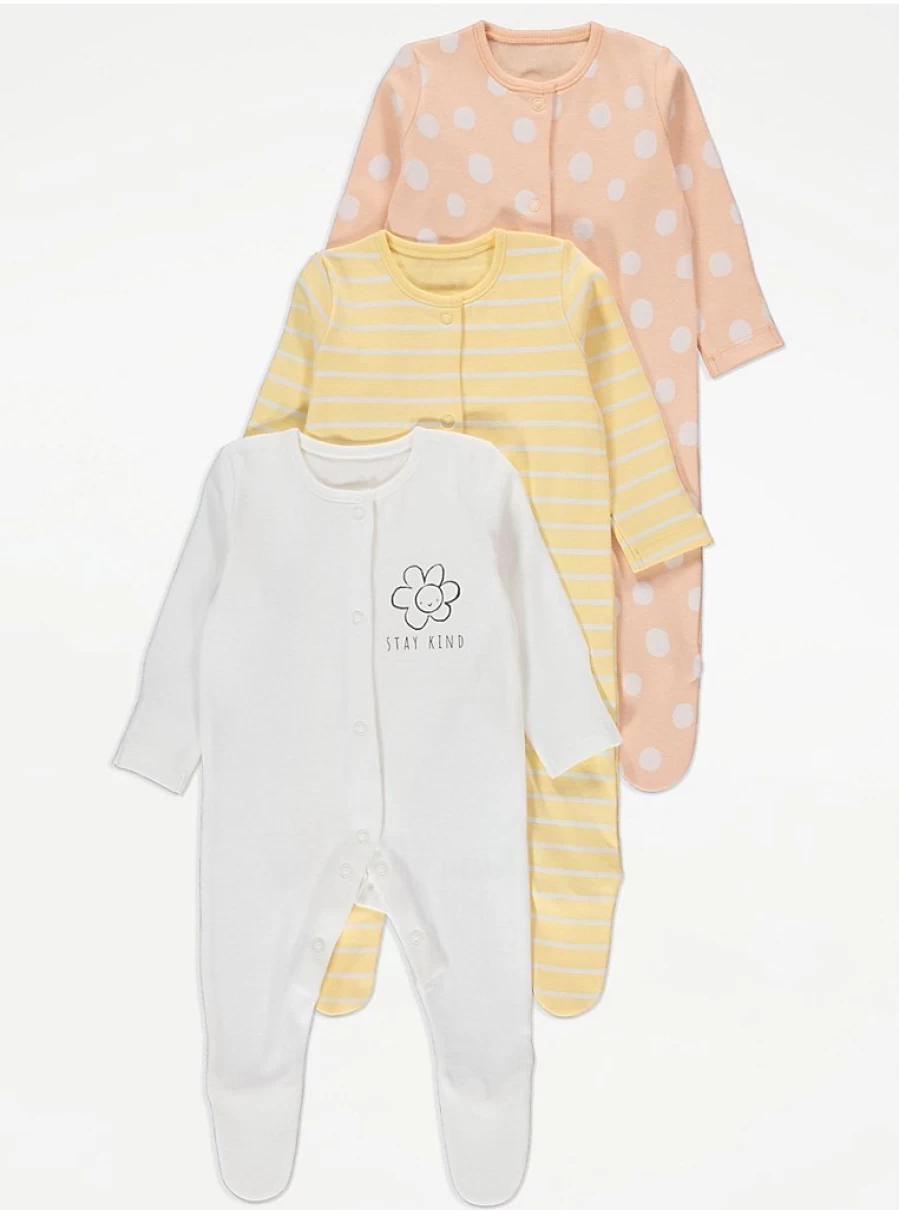 "George at Asda Baby Sleepsuits 3 Pack – Stay Kind Collection Review"