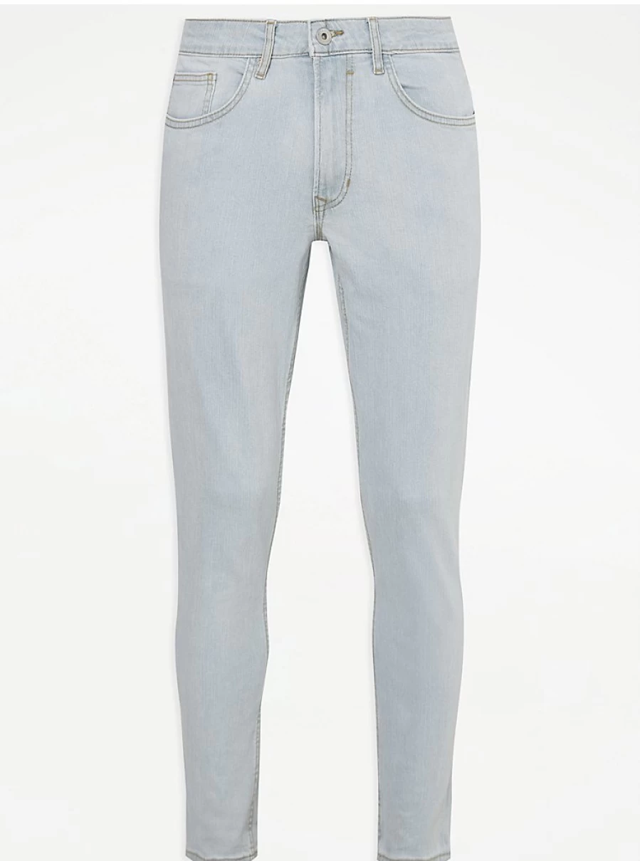 Men's Light Blue Slim Fit Stretch Jeans | George at Asda | Comfort & Style