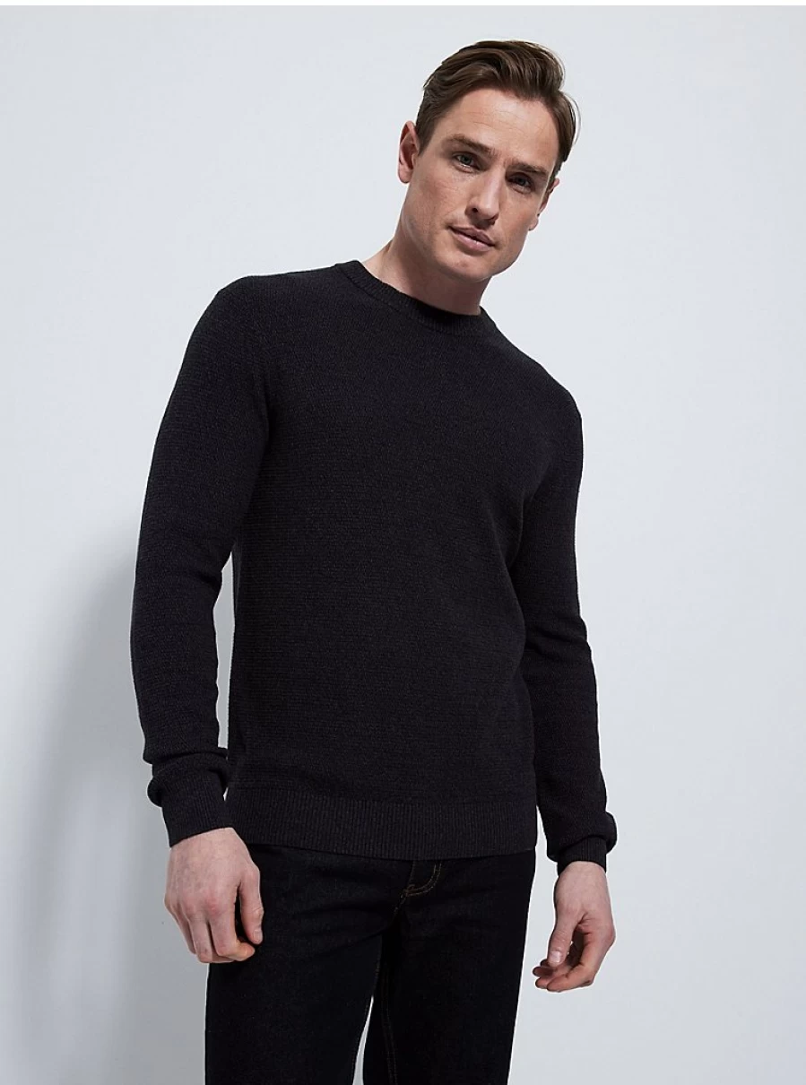 "George at Asda Boys' Black Textured Knit Jumper | Soft Knitted Sweater for Kids"