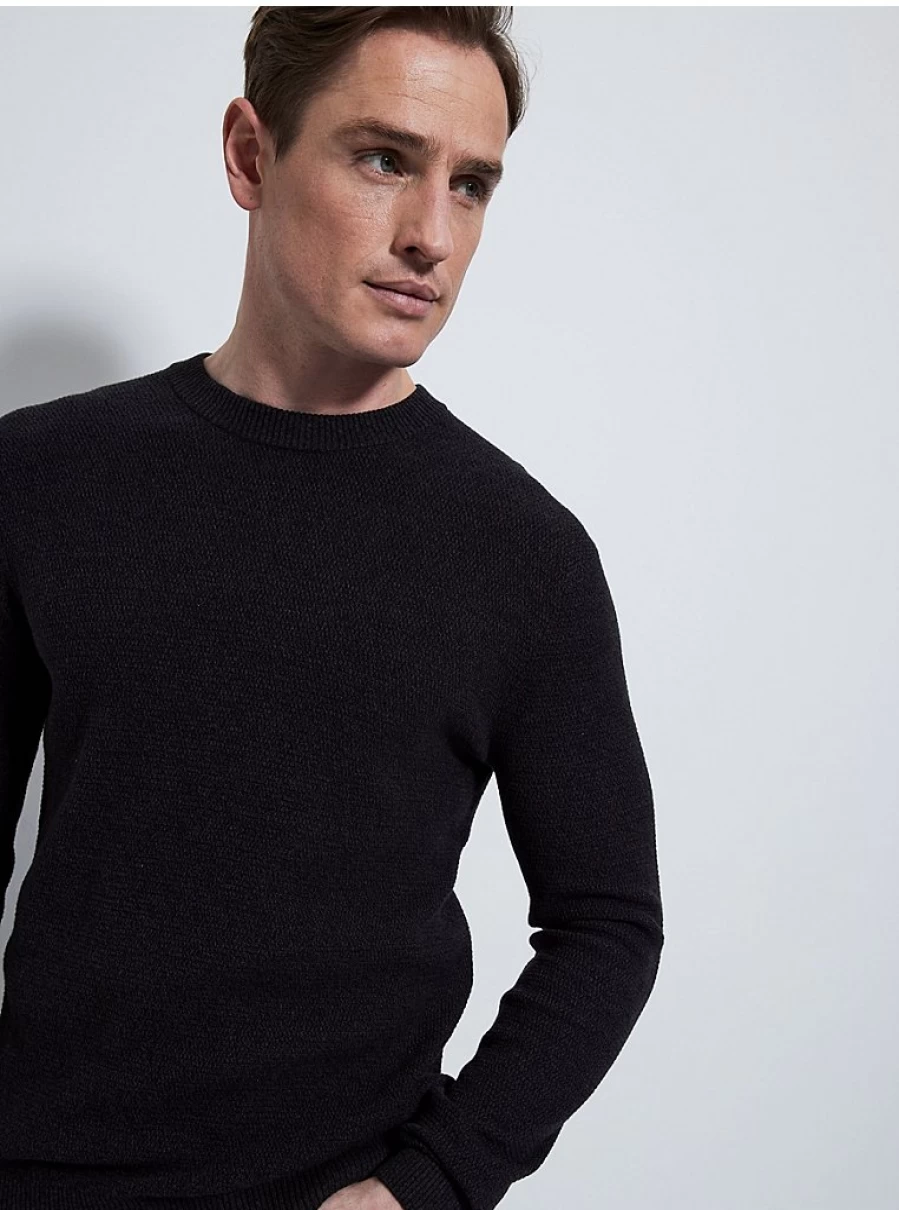 "George at Asda Boys' Black Textured Knit Jumper | Soft Knitted Sweater for Kids"