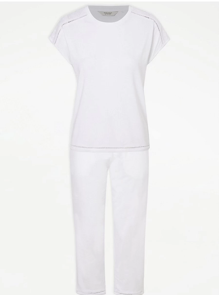 "George at Asda White Embroidered Pyjamas – Comfortable Lingerie Sleepwear Review"