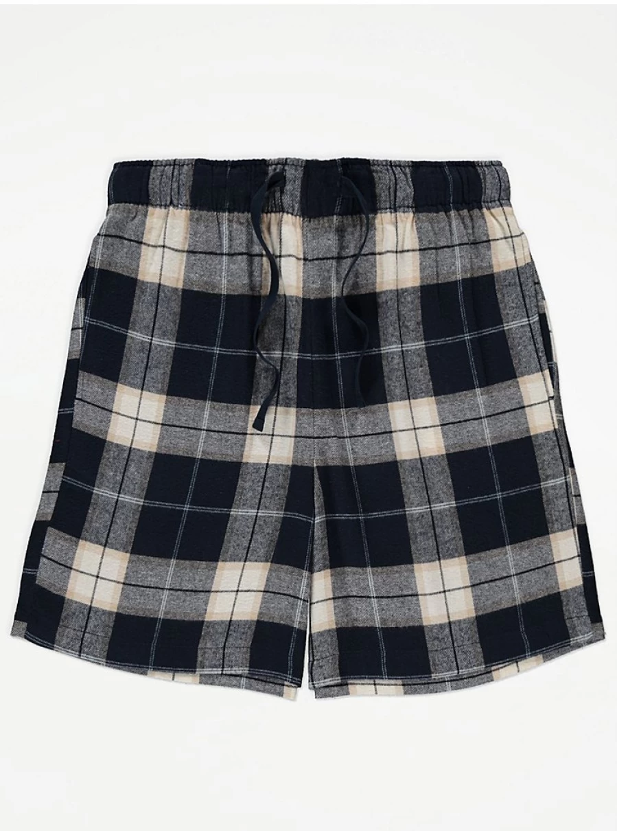 Men's Navy Checked Lounge Shorts | Comfort Fit Casual Wear | George at Asda
