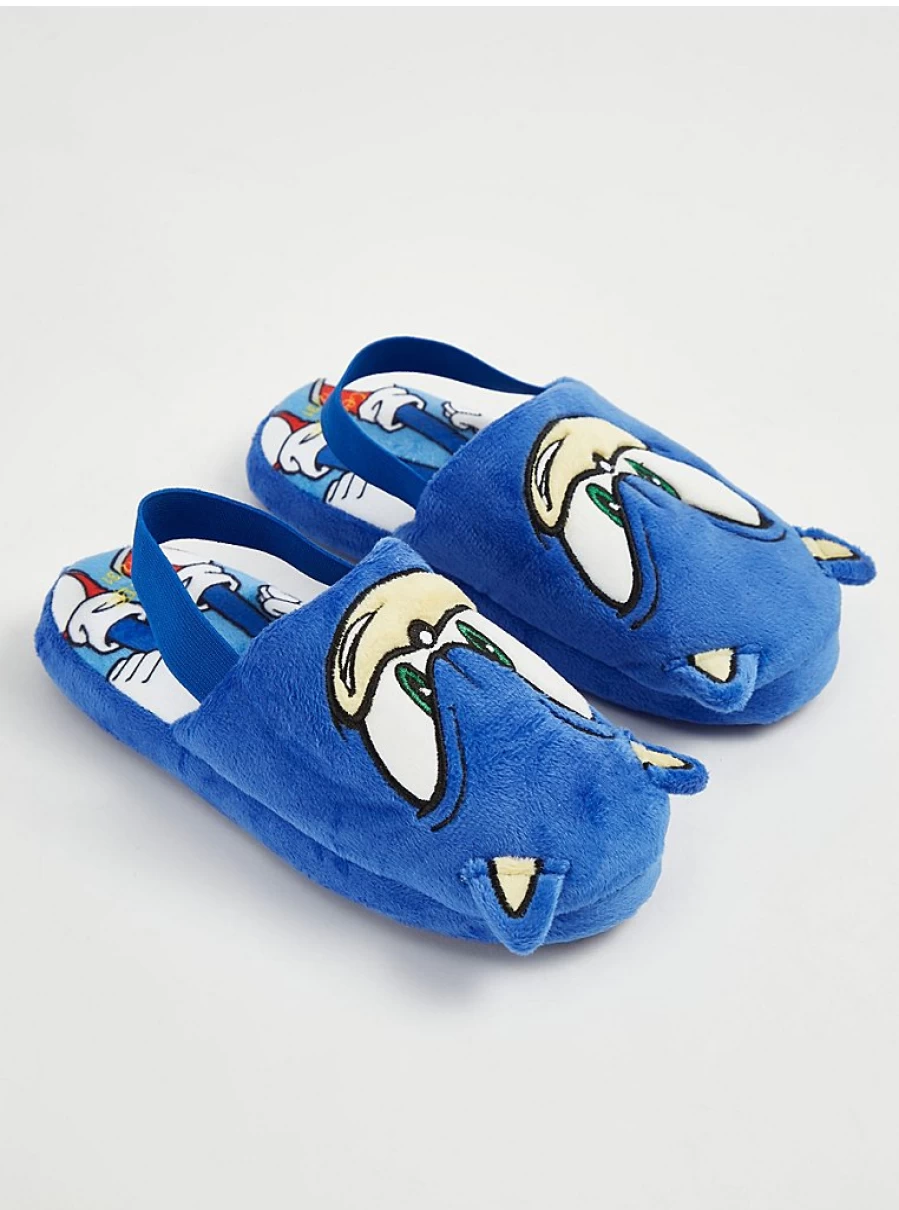 George at Asda Boys' Sonic The Hedgehog Blue Mule Slippers | Kids' Soft Comfort Slippers