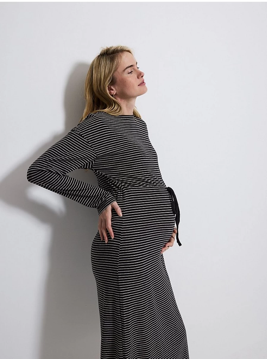 Baby Black Striped Tie Waist Midi Dress | George at Asda | Comfortable & Stylish Infant Wear
