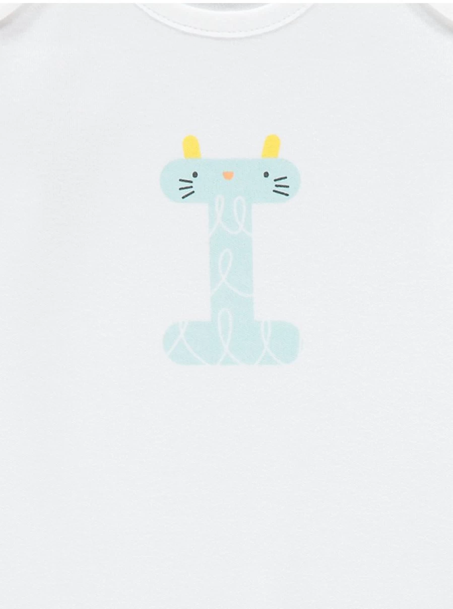 "George at Asda White Animal Letter I Baby Sleepsuit – Soft & Comfortable Sleepwear for Infants"