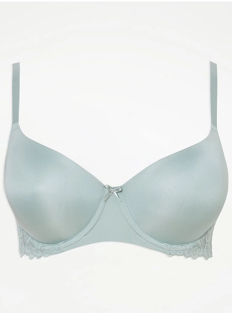 Women's Sage Green Padded Lace T-Shirt Bra - Comfort & Support | George at Asda Lingerie