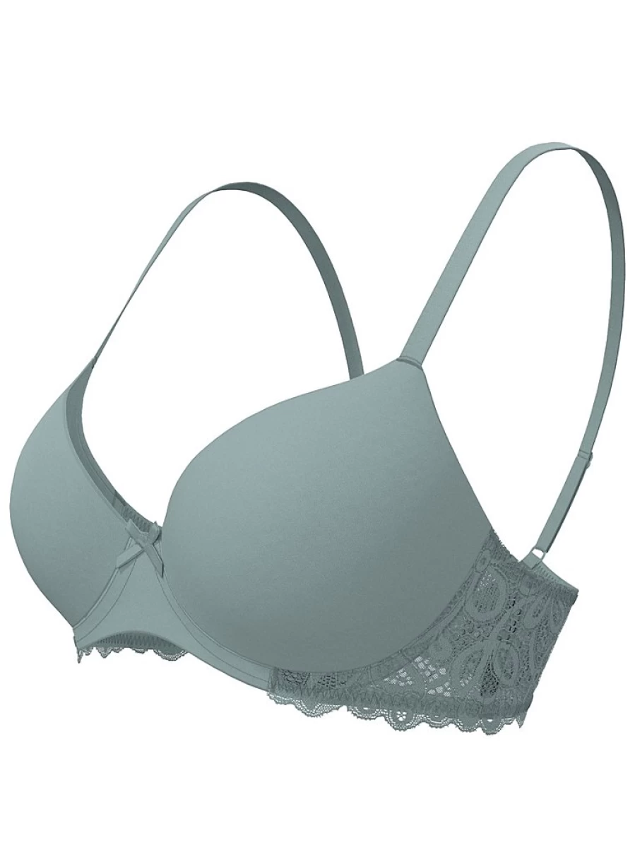 Women's Sage Green Padded Lace T-Shirt Bra - Comfort & Support | George at Asda Lingerie