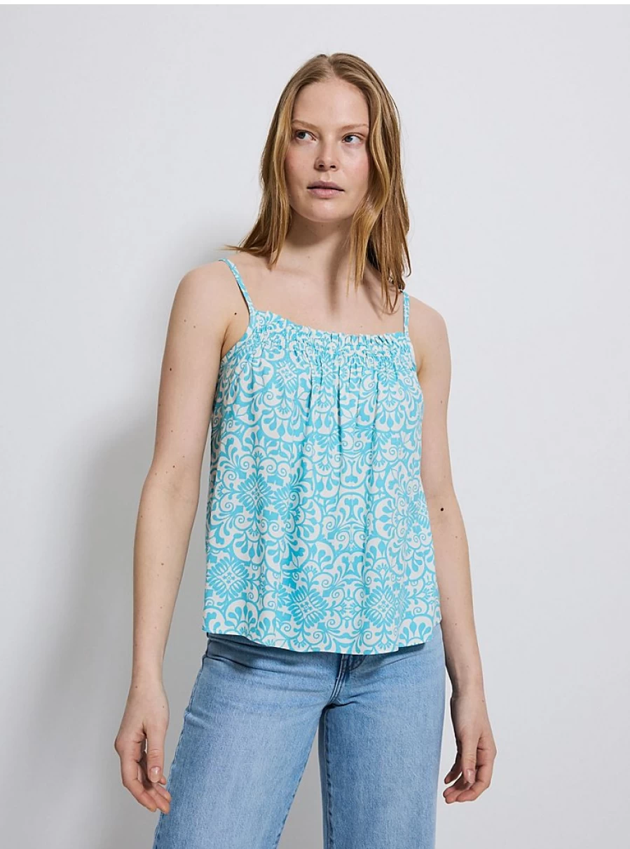 "George at Asda Women's Blue Floral Shirred Strappy Cami Top | Review & Style Guide"